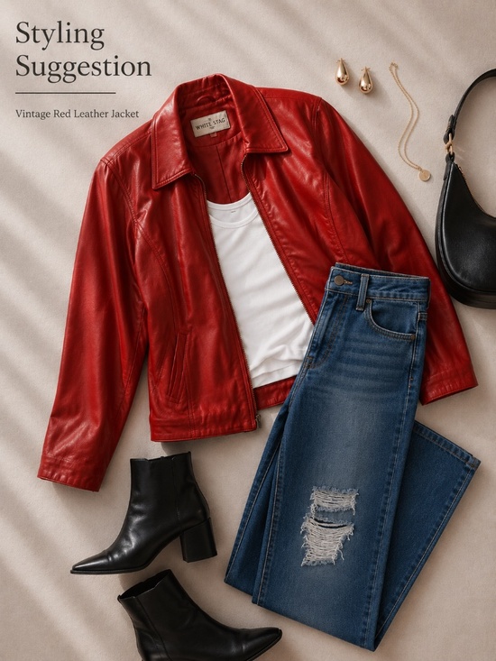 White Stag Jackets & Blazers - White Stag Red Vintage Leather Jacket